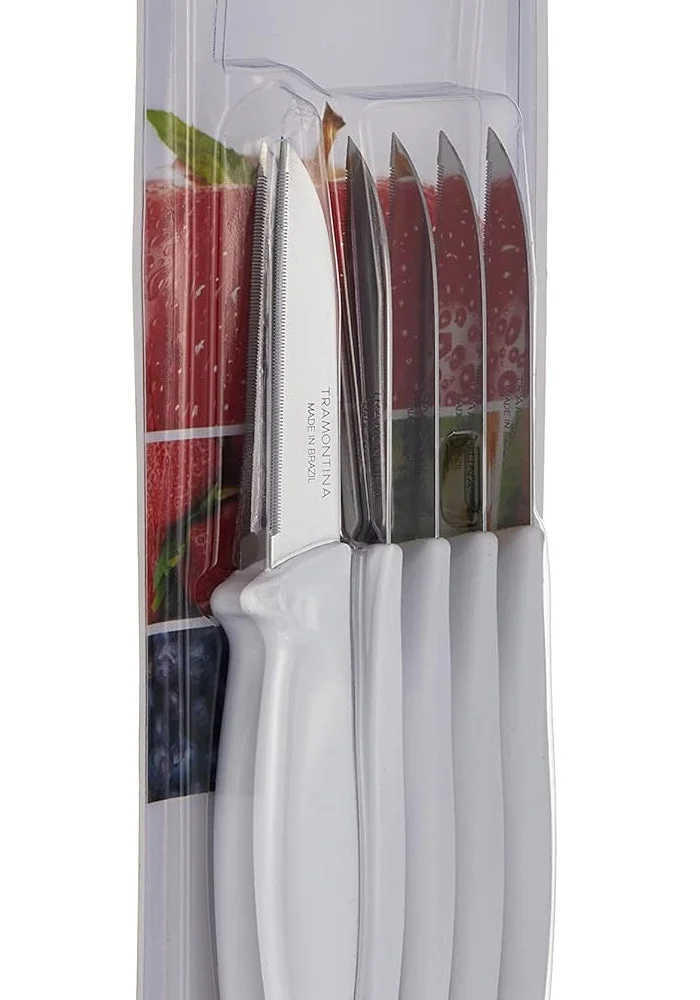 TRAMONTINA Tramontina Diamant 6 Pieces Paring Knife Set with Stainless Steel Blade and White Polypropylene Handle